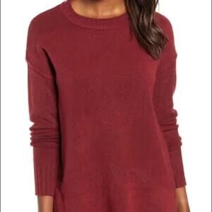 Caslon Red Cordovan Side Snap Tunic Sweater Size Small